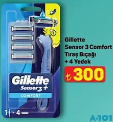 GİLLETTE SENSOR3 COMFORT TIRAŞ BIÇAĞI + 4 YEDEK GİLLETTE SENSOR3 COMFORT TIRAŞ BIÇAĞI + 4 YEDEK